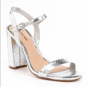 Gianni Bini McKaria Silver Block Heel Dress Sandal